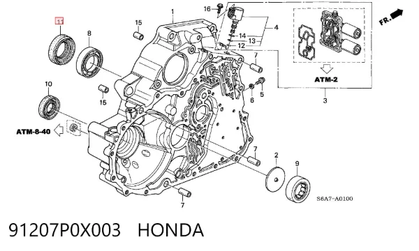 Сальник АКПП/КПП (входного/первичного вала) 91207P0X003 Honda