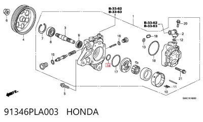 Сальник насоса ГУР руля HONDA 91346PLA003