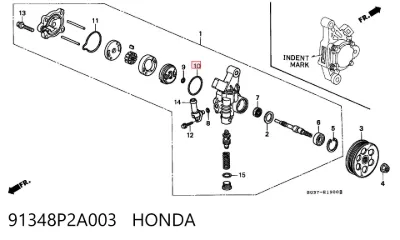 Сальник насоса ГУР руля HONDA 91348P2A003