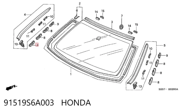 Лобовое стекло 91519S6A003 Honda