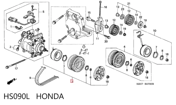 Компрессор кондиционера HS090L Honda