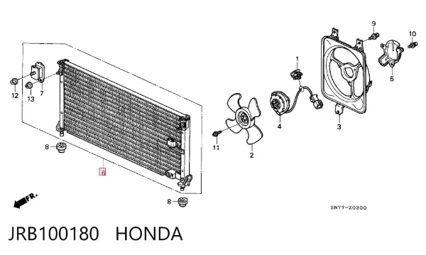 Радиатор кондиционера JRB100180 Honda
