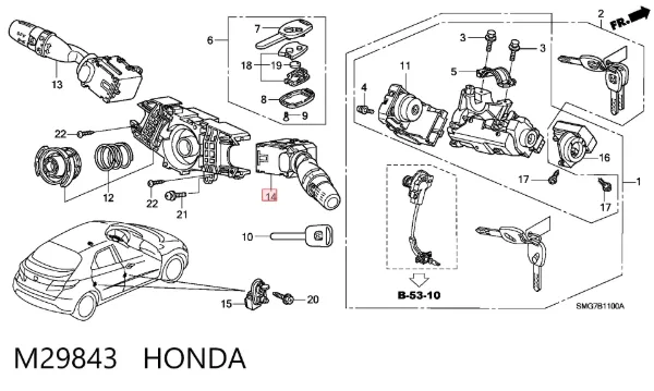 Правый подрулевой переключатель M29843 Honda