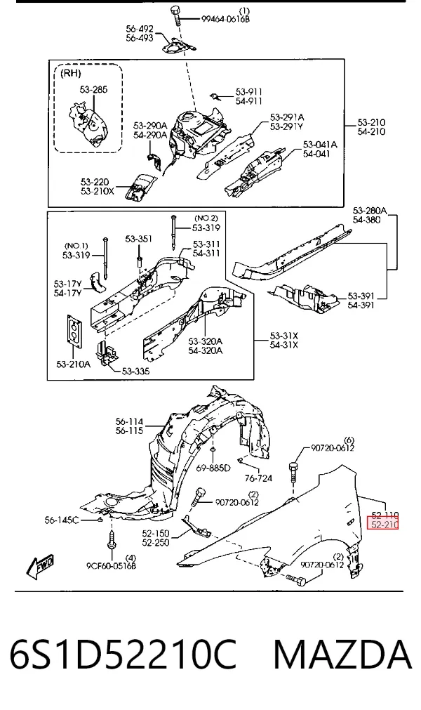 Крыло переднее левое 6S1D52210C Mazda