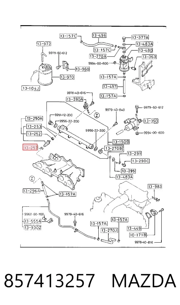 Кольцо форсунки 857413257 Mazda