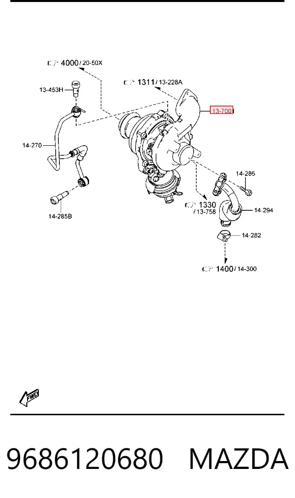 Турбина 9686120680 Mazda