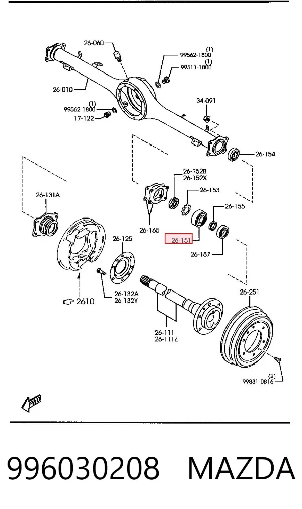 Подшипник полуоси заднего моста 996030208 Mazda