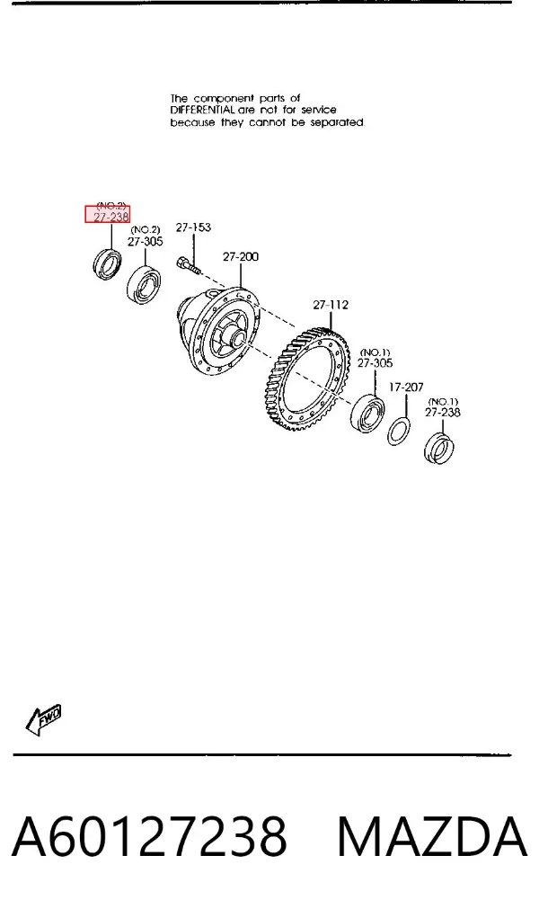 Левый сальник полуоси A60127238 Mazda