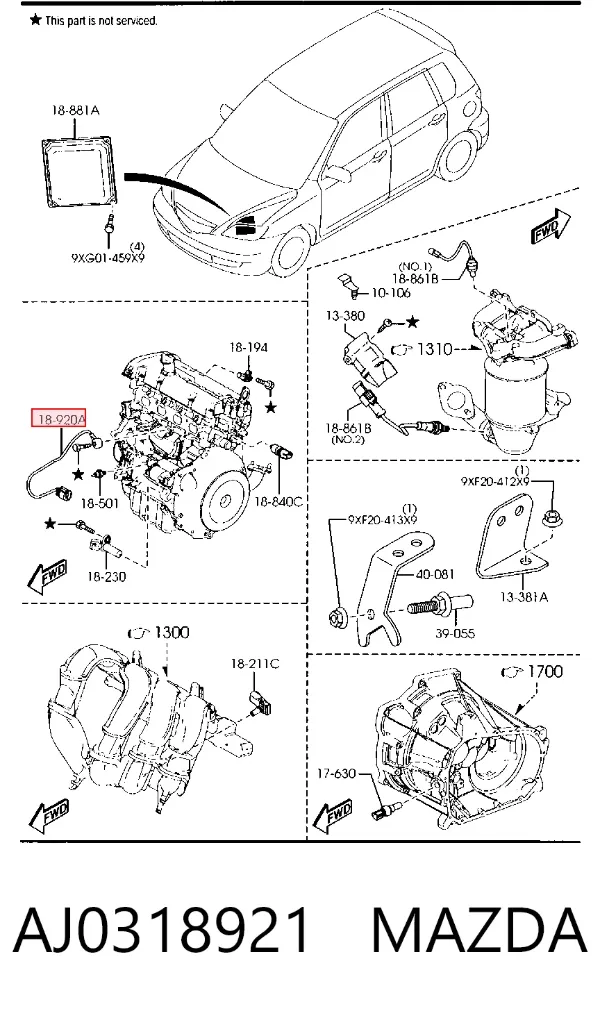 Датчик детонации AJ0318921 Mazda