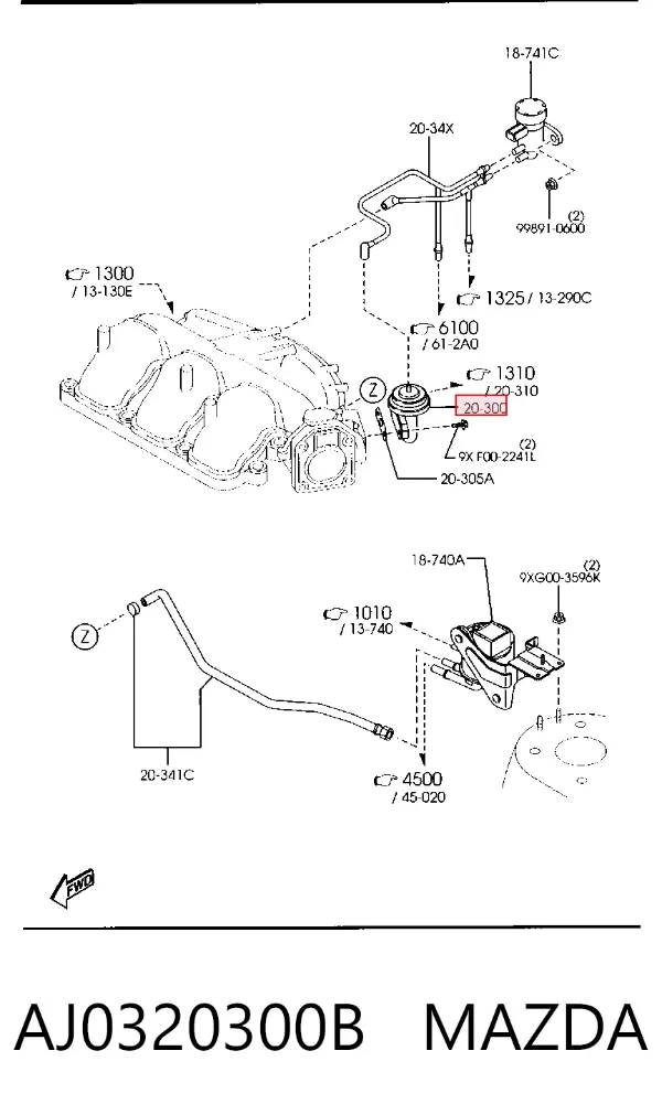 Клапан ЕГР AJ0320300B Mazda