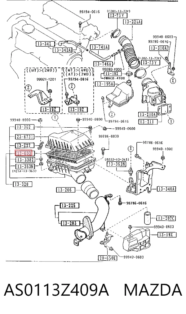 Воздушный фильтр AS0113Z409A Mazda