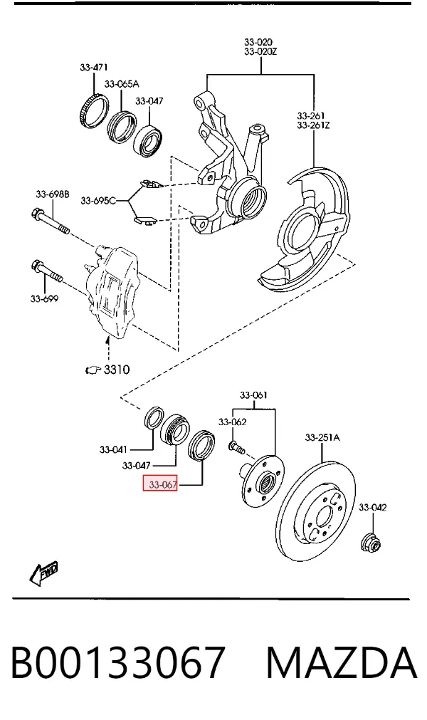 Сальник передней ступицы внешний B00133067 Mazda