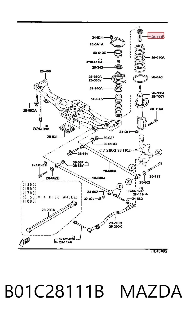 Отбойник амортизатора заднего B01C28111B Mazda