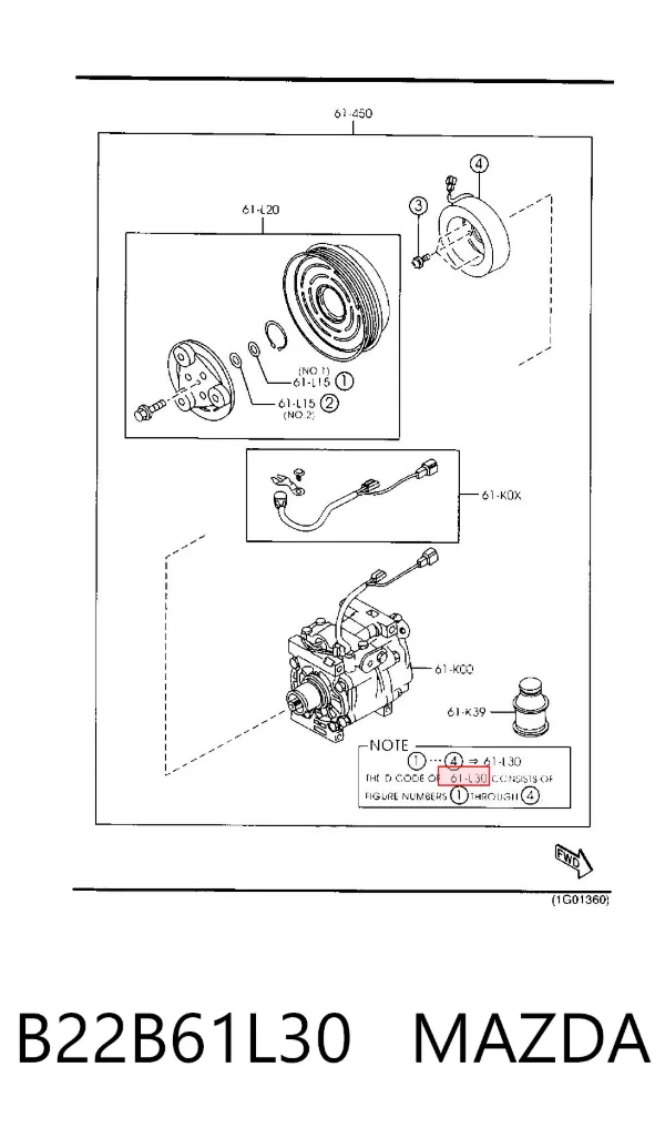 Муфта компрессора кондиционера B22B61L30 Mazda