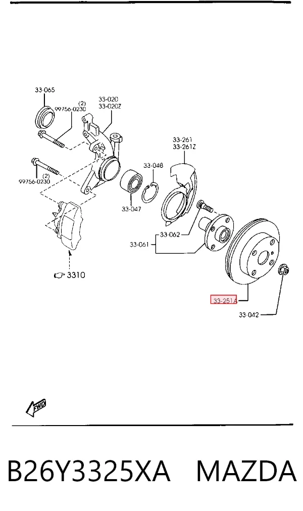 Передние тормозные диски B26Y3325XA Mazda