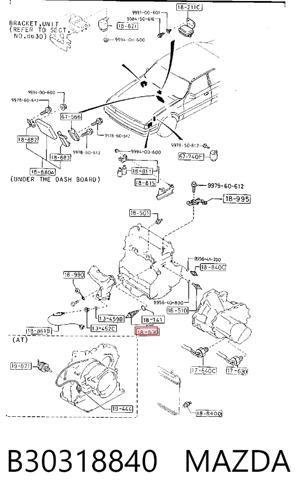Датчик включения вентилятора B30318840 Mazda