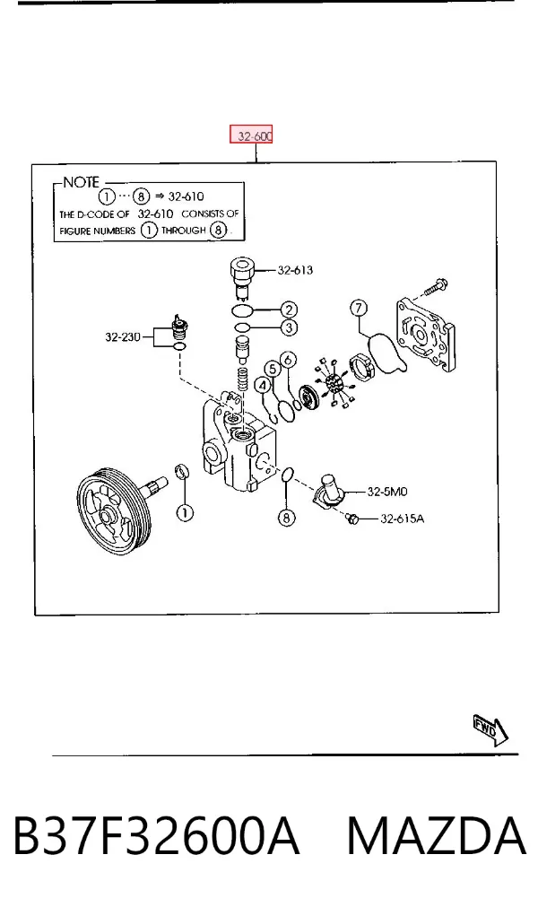 Насос ГУР B37F32600A Mazda