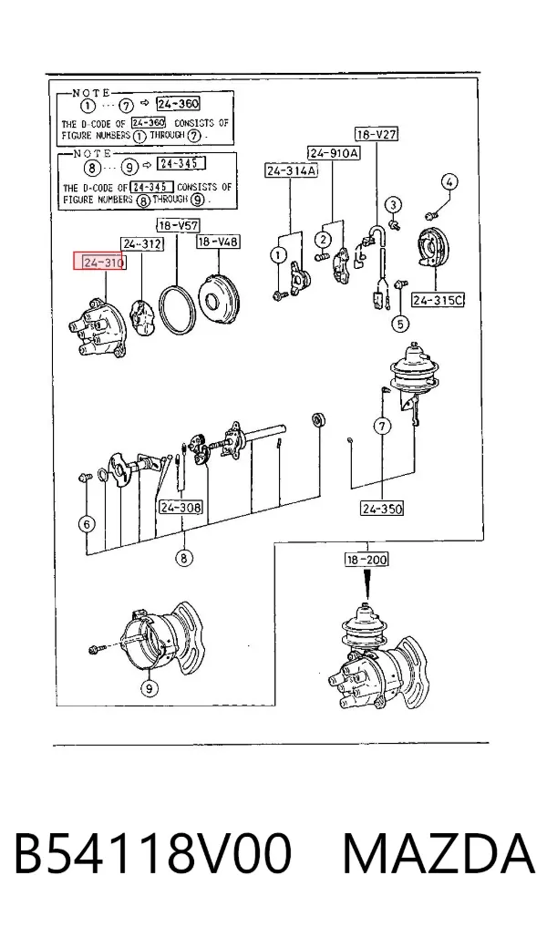 Крышка трамблера B54118V00 Mazda