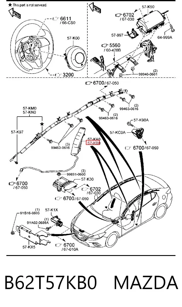 Подушка безопасности (AIRBAG) спинки сиденья левого B62T57KB0 Mazda