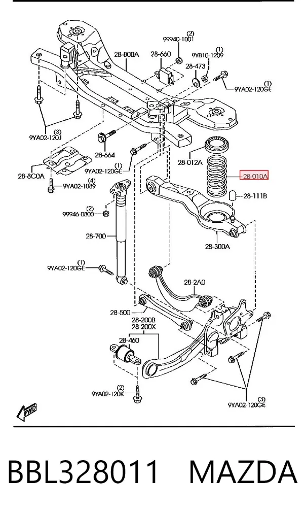Задняя пружина BBL328011 Mazda