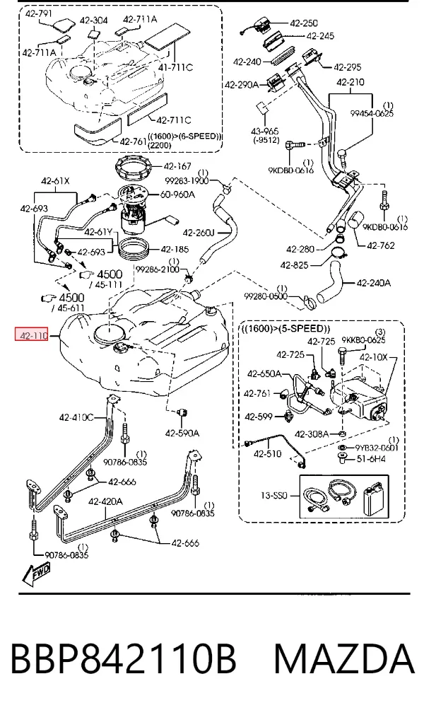 Бензобак BBP842110B Mazda