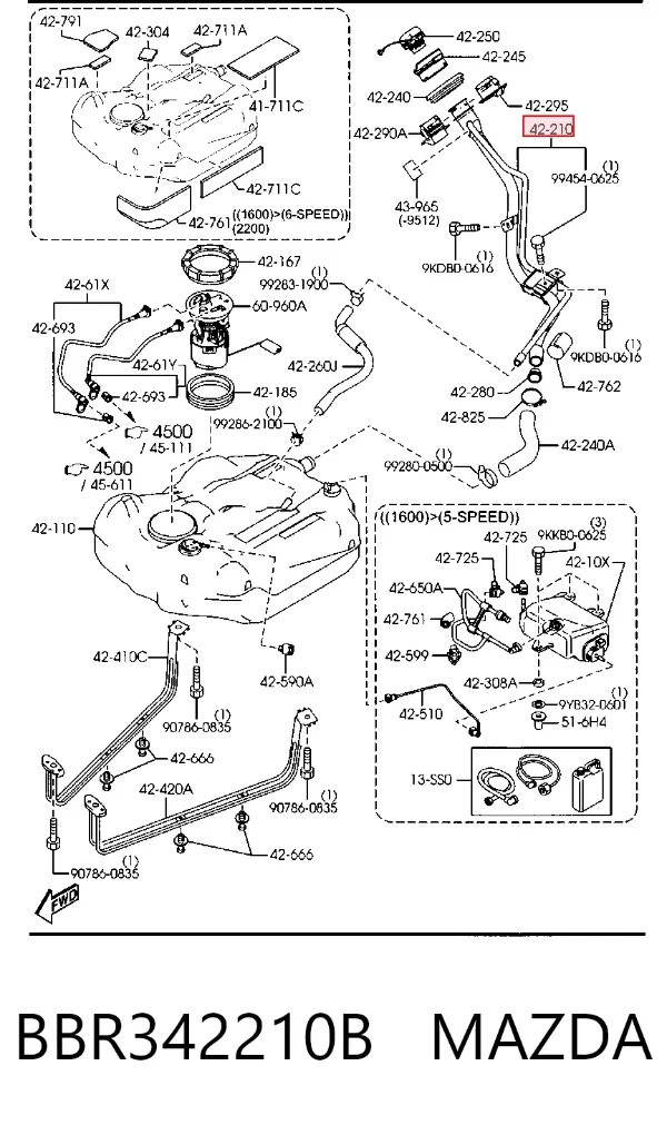 Горловина топливного бака BBR342210B Mazda