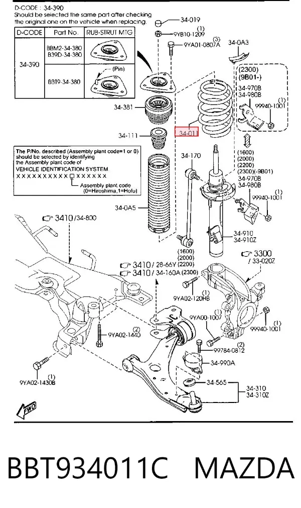 Передняя пружина BBT934011C Mazda