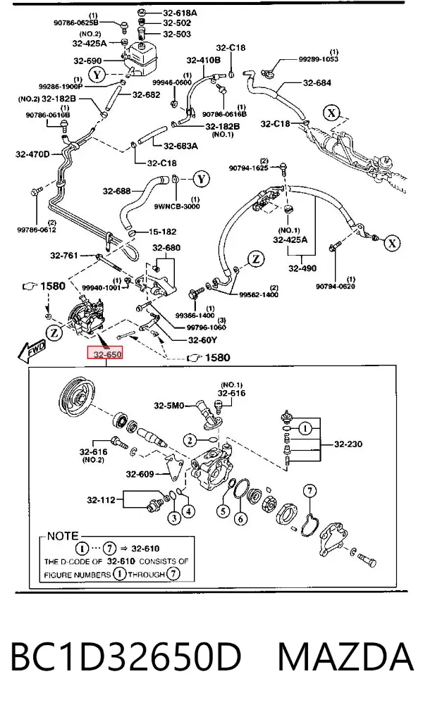Насос ГУР BC1D32650D Mazda