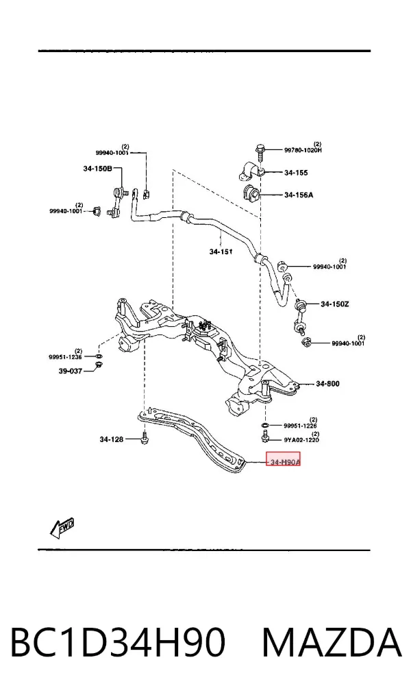 Подрамник передний BC1D34H90 Mazda