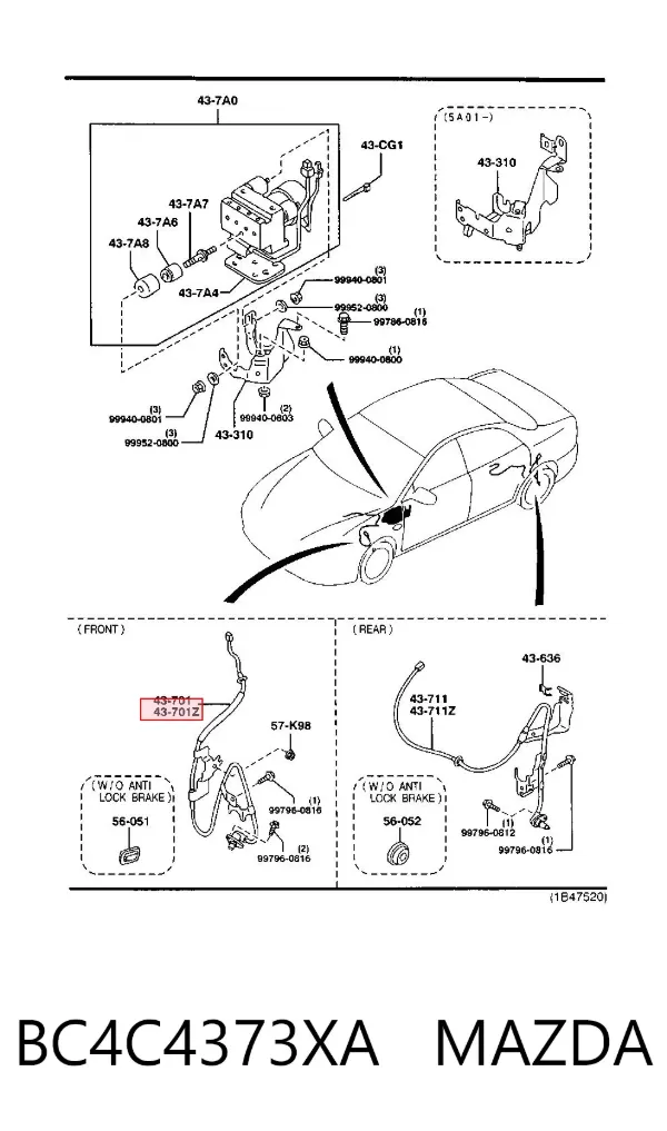 Датчик АБС (ABS) передний левый BC4C4373XA Mazda
