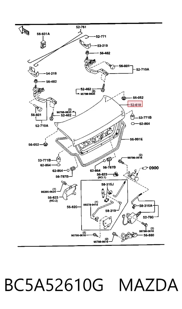 Крышка багажника BC5A52610G Mazda
