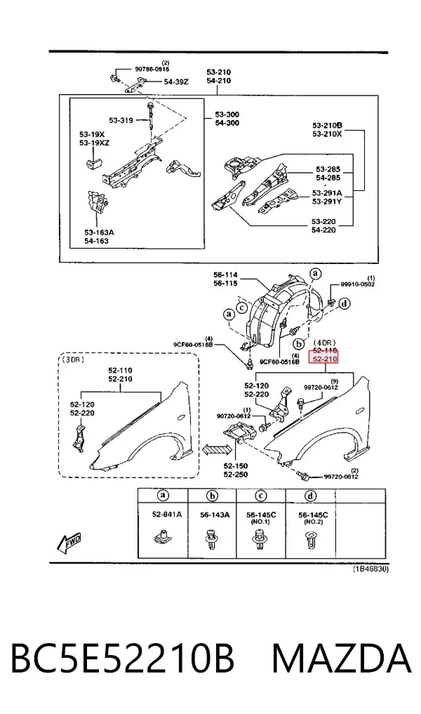 Крыло переднее левое BC5E52210B Mazda