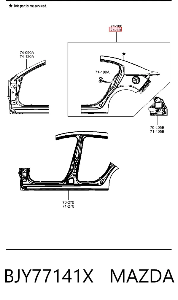 Крыло заднее левое BJY77141X Mazda