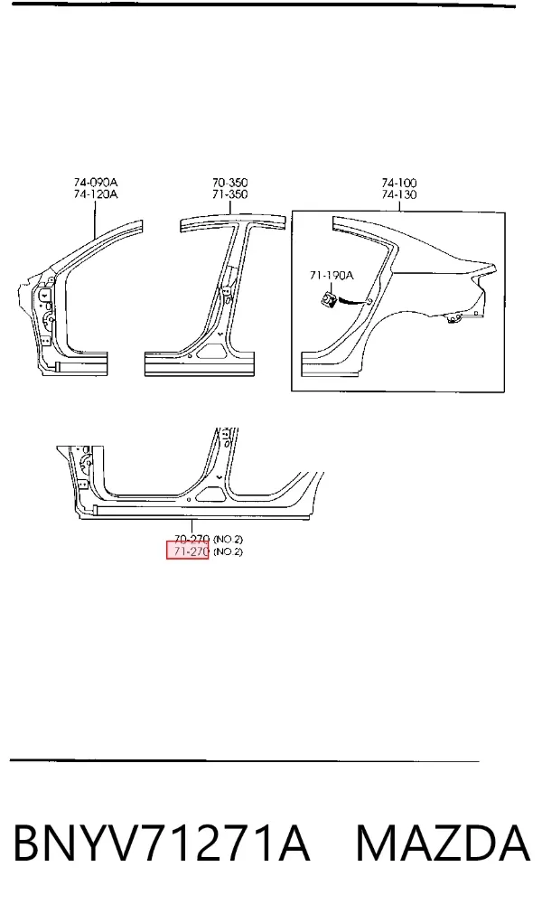 Порог внешний левый BNYV71271A Mazda