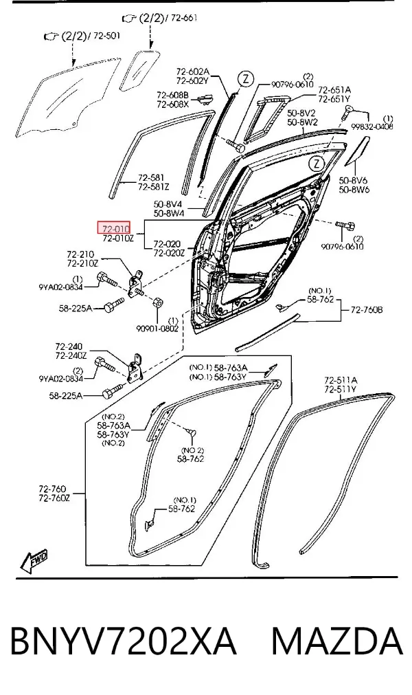 Дверь задняя правая BNYV7202XA Mazda