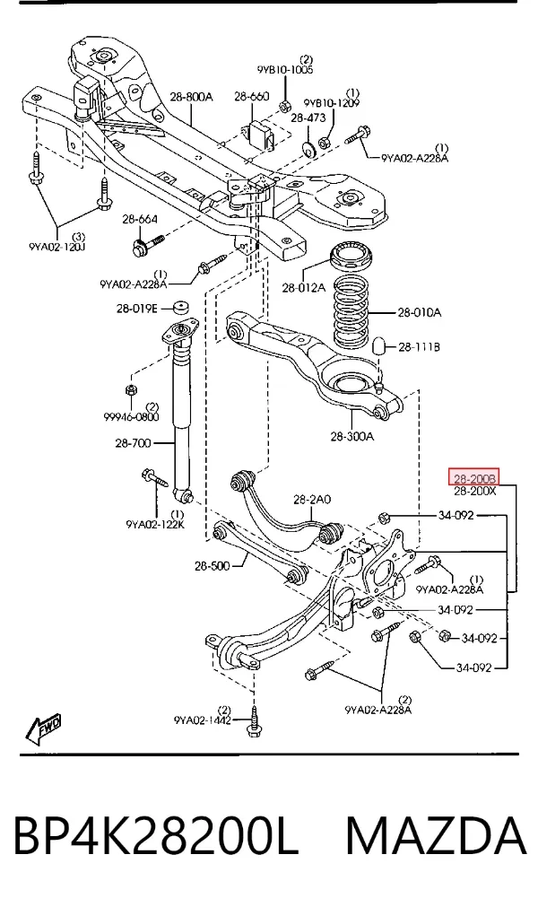 Цапфа задняя правая BP4K28200L Mazda