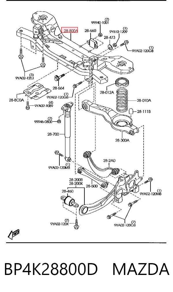 Подрамник задний BP4K28800D Mazda