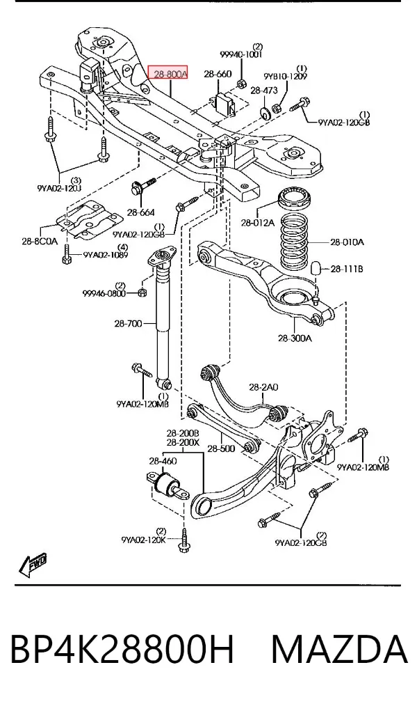 Подрамник задний BP4K28800H Mazda