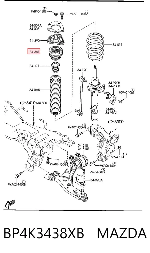 Опорный подшипник амортизатора BP4K3438XB Mazda