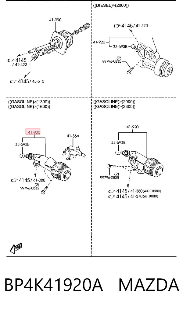 Рабочий цилиндр сцепления BP4K41920A Mazda