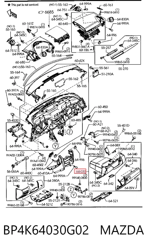Ящик перчаточный (бардачок) BP4K64030G02 Mazda