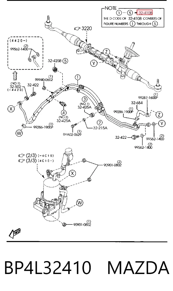 Шланг ГУР высокого давления BP4L32410 Mazda