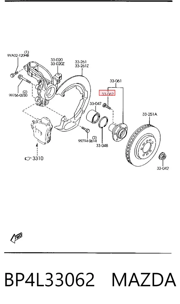 Шпилька колесная задняя BP4L33062 Mazda