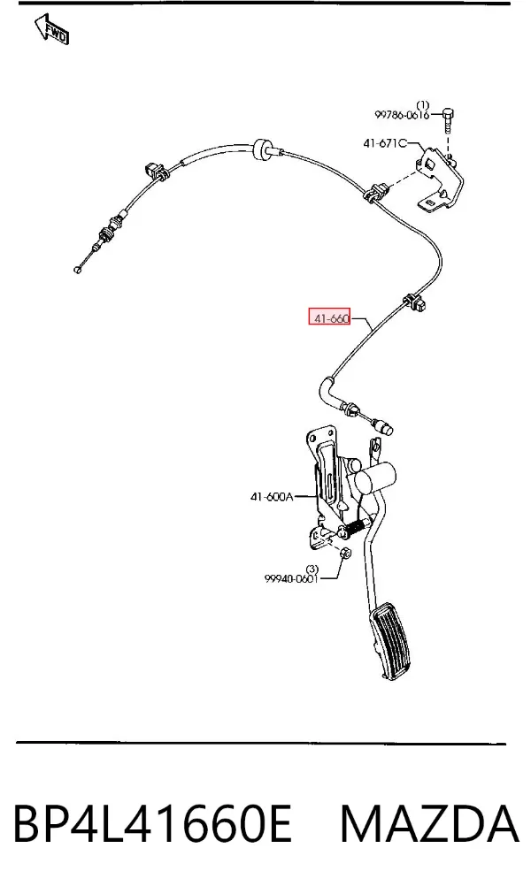 Трос газа BP4L41660E Mazda