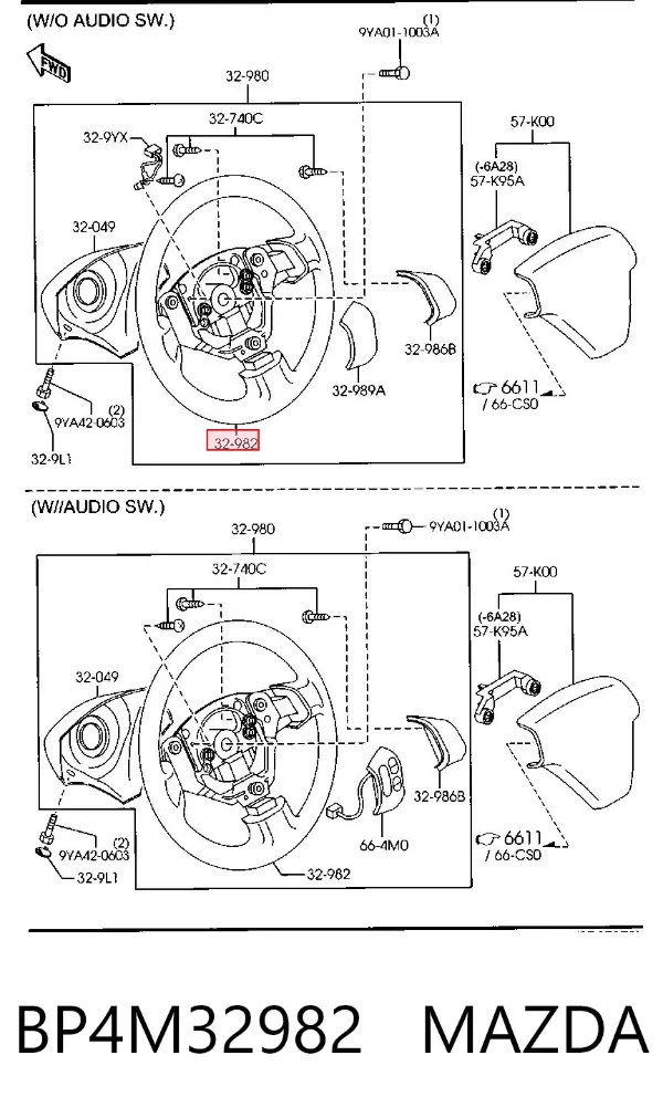 Руль BP4M32982 Mazda