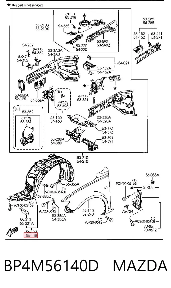 Подкрылок передний левый BP4M56140D Mazda
