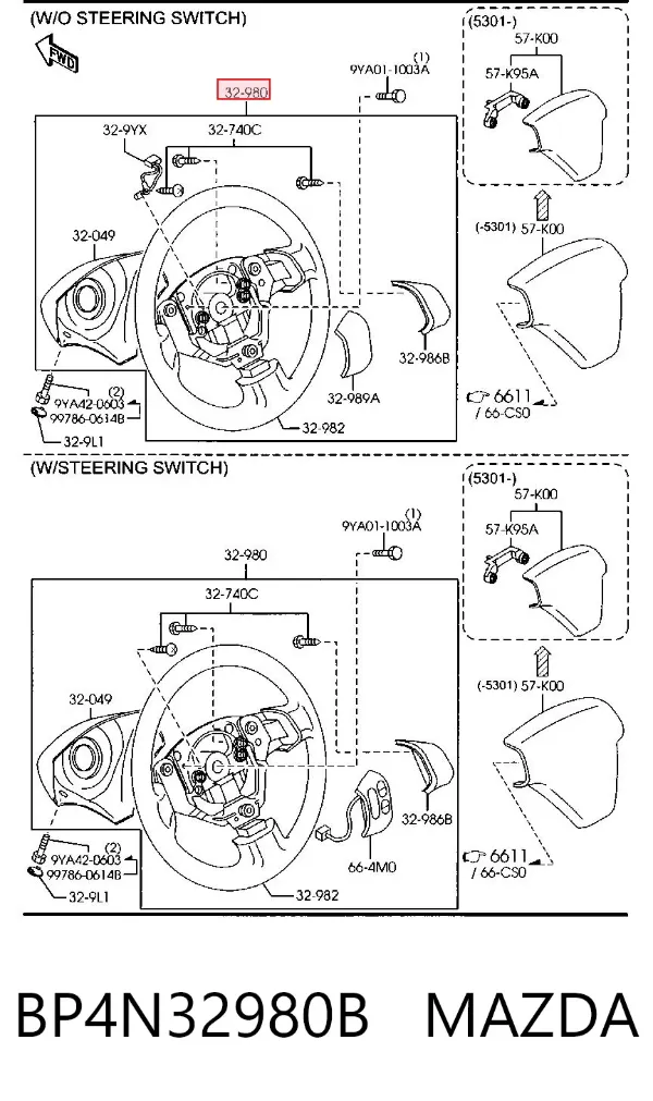 Руль BP4N32980B Mazda