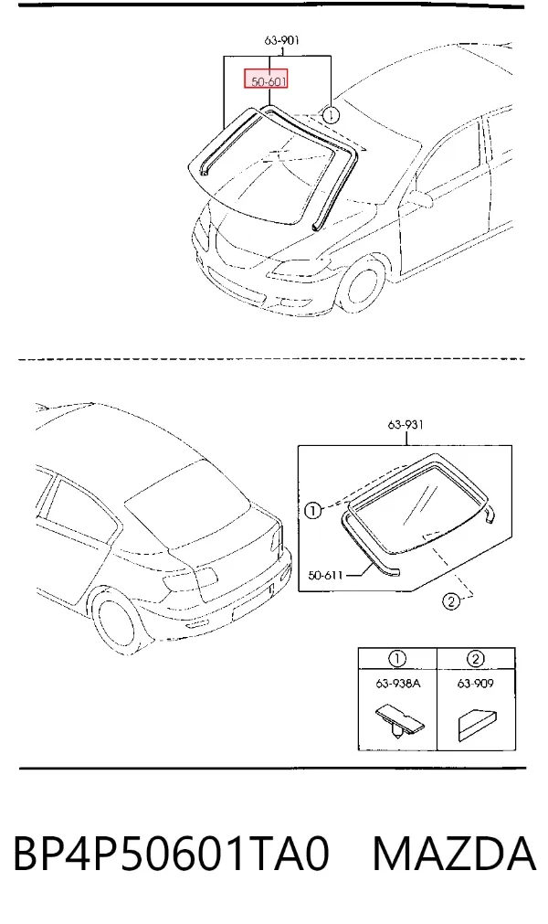 Молдинг лобового стекла BP4P50601TA0 Mazda