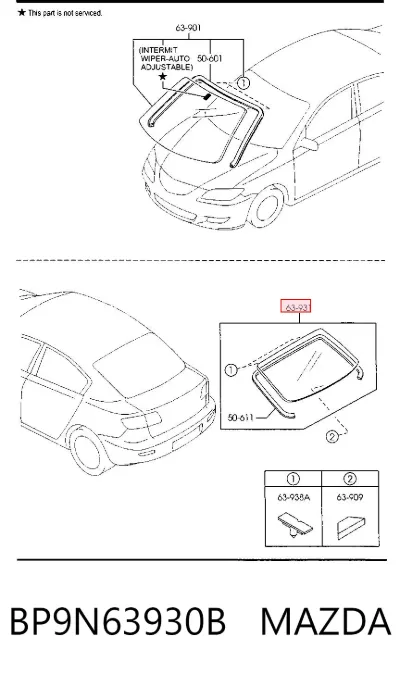 Стекло заднее MAZDA BP9N63930B