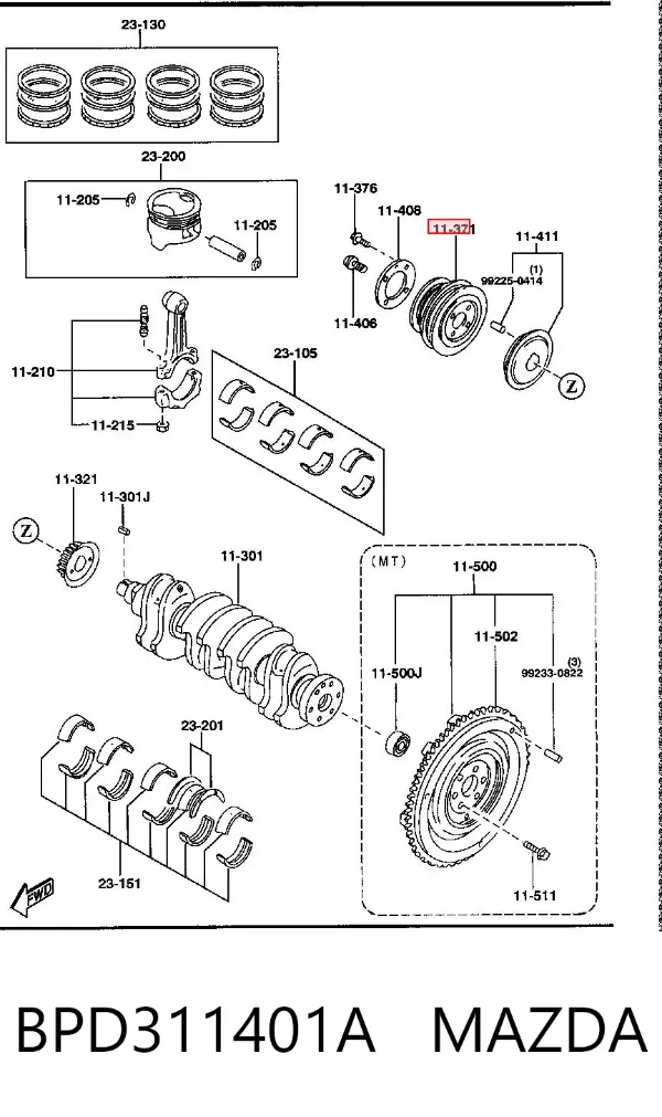 Шкив коленвала BPD311401A Mazda